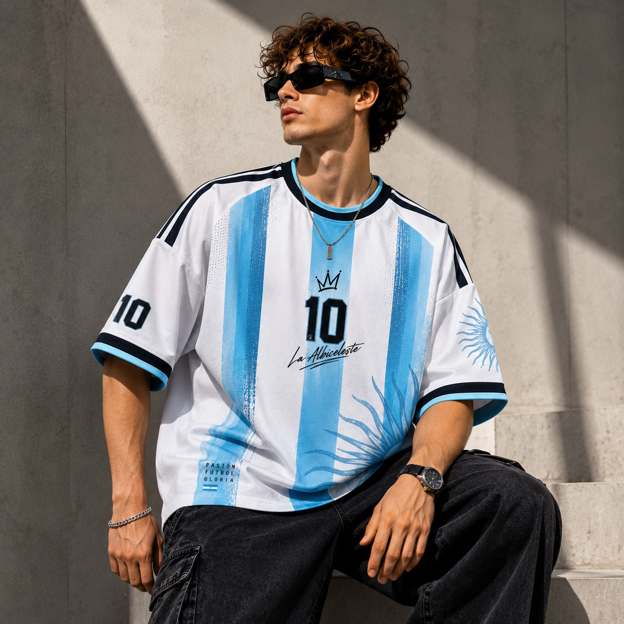 La Albiceleste Oversized Downshoulder Tee