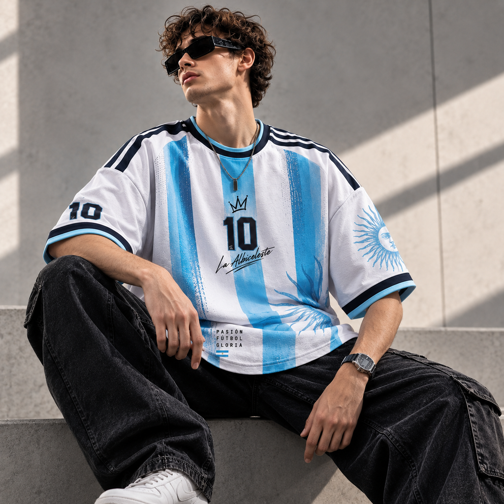 La Albiceleste Oversized Downshoulder Tee