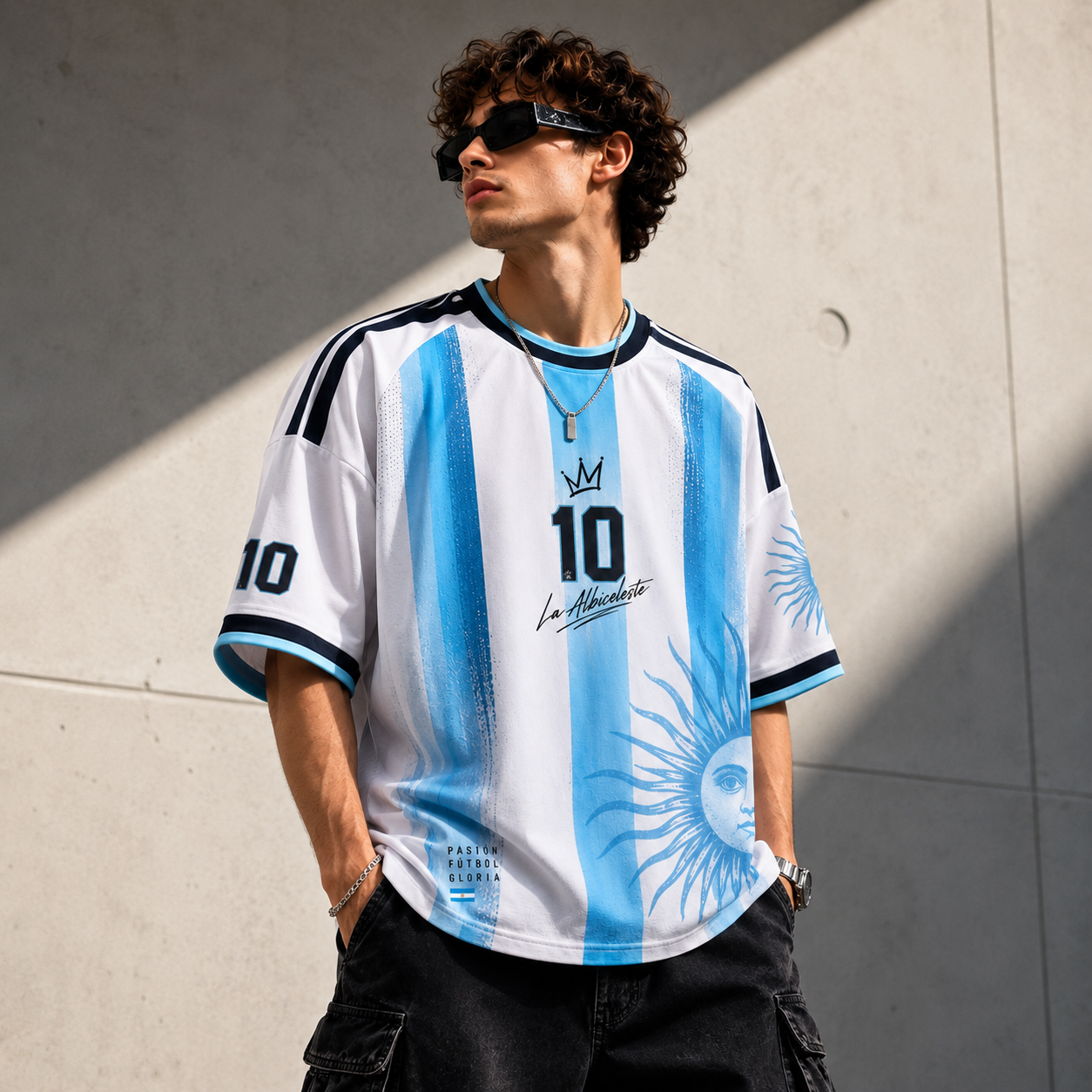 La Albiceleste Oversized Downshoulder Tee