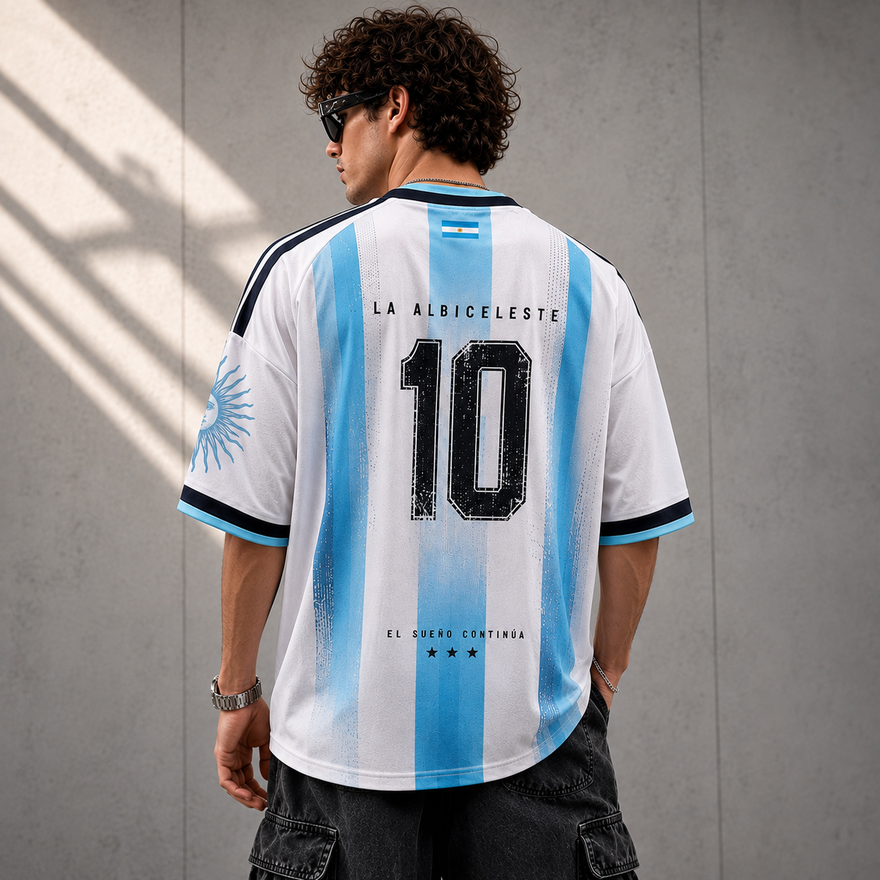 La Albiceleste Oversized Downshoulder Tee