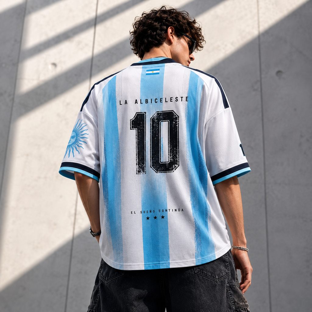 La Albiceleste Oversized Downshoulder Tee