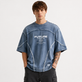 Gen-Z - Distressed Denim Oversized Downshoulder Tshirt