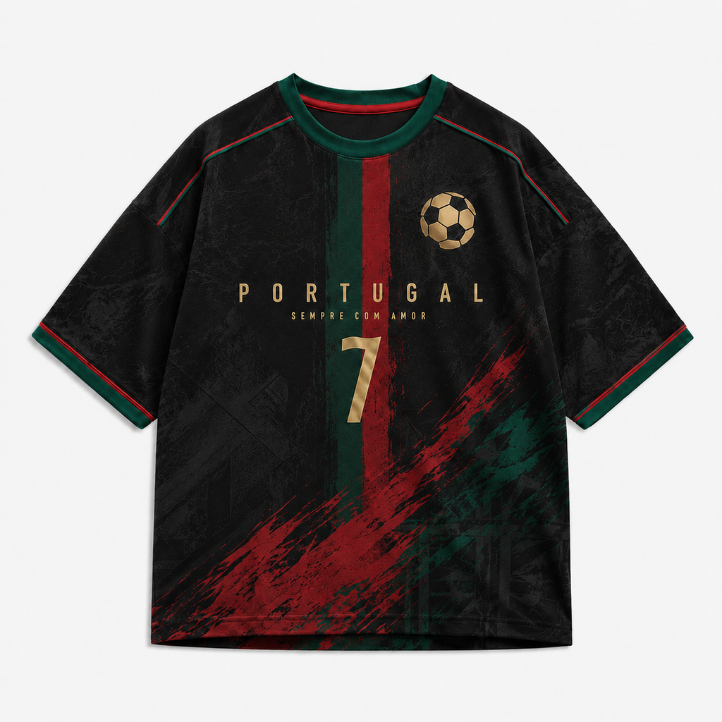 Portugal 7 Football Oversized Downshoulder Tshirt