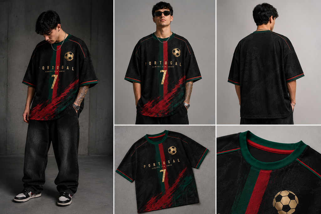 Portugal 7 Football Oversized Downshoulder Tshirt