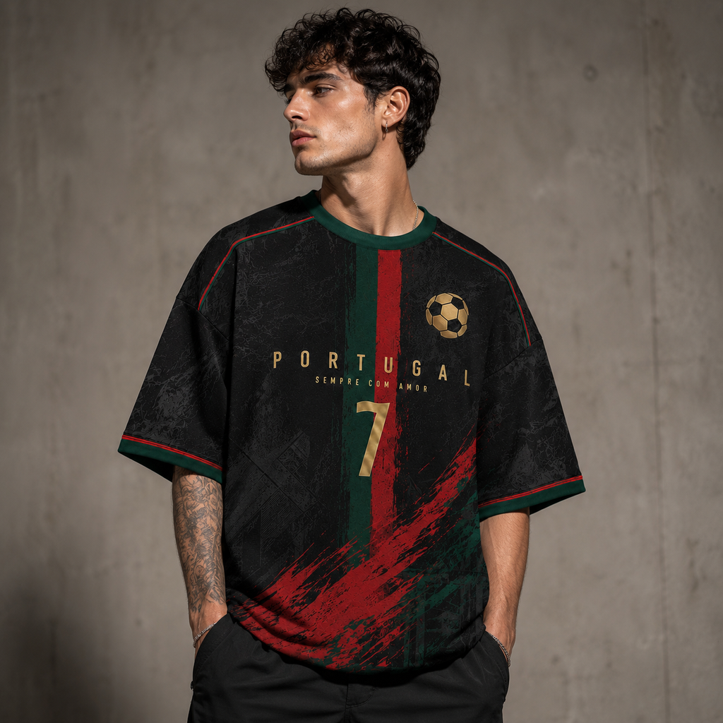 Portugal 7 Football Oversized Downshoulder Tshirt