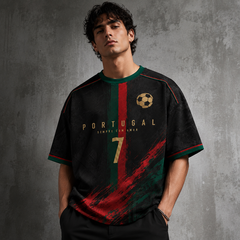 Portugal 7 Football Oversized Downshoulder Tshirt