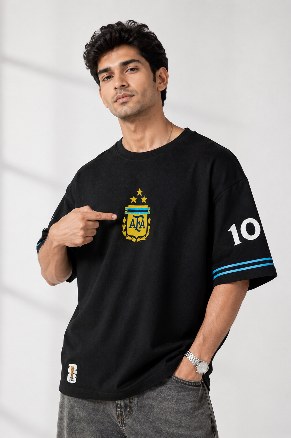 Argentina Legacy Oversized Tee – Midnight Black