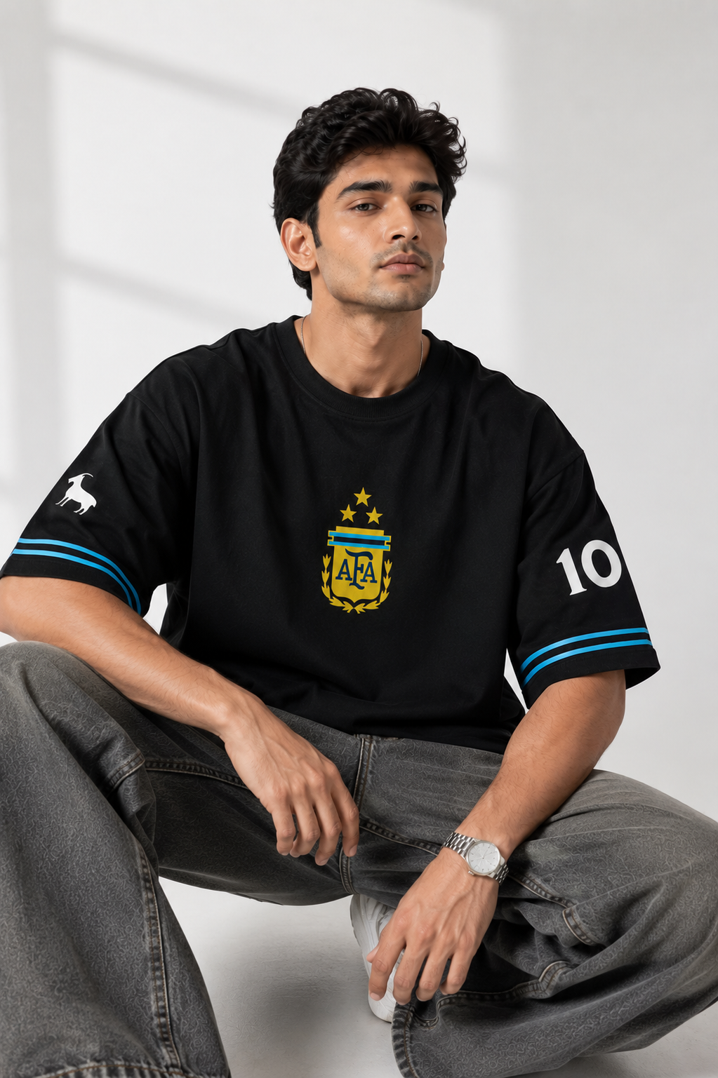 Argentina Legacy Oversized Tee – Midnight Black