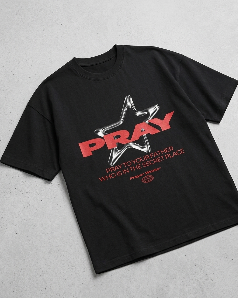 Pray Oversized Downshoulder Tshirt