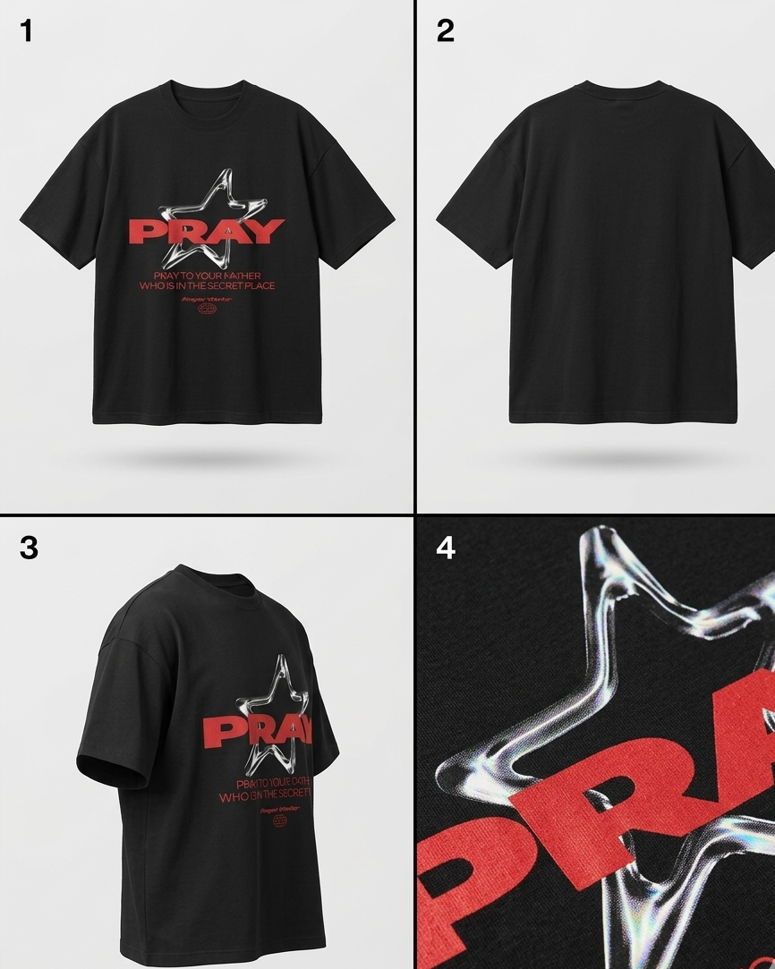 Pray Oversized Downshoulder Tshirt