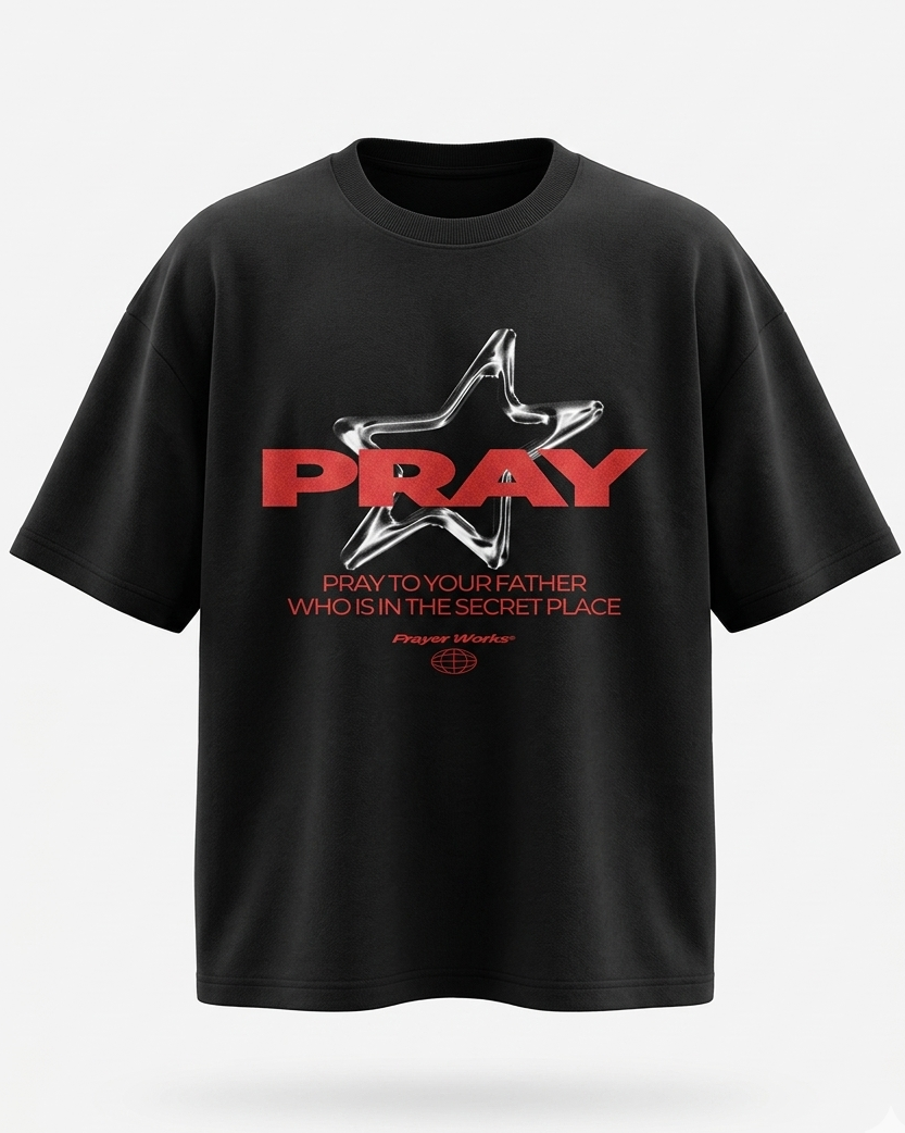 Pray Oversized Downshoulder Tshirt