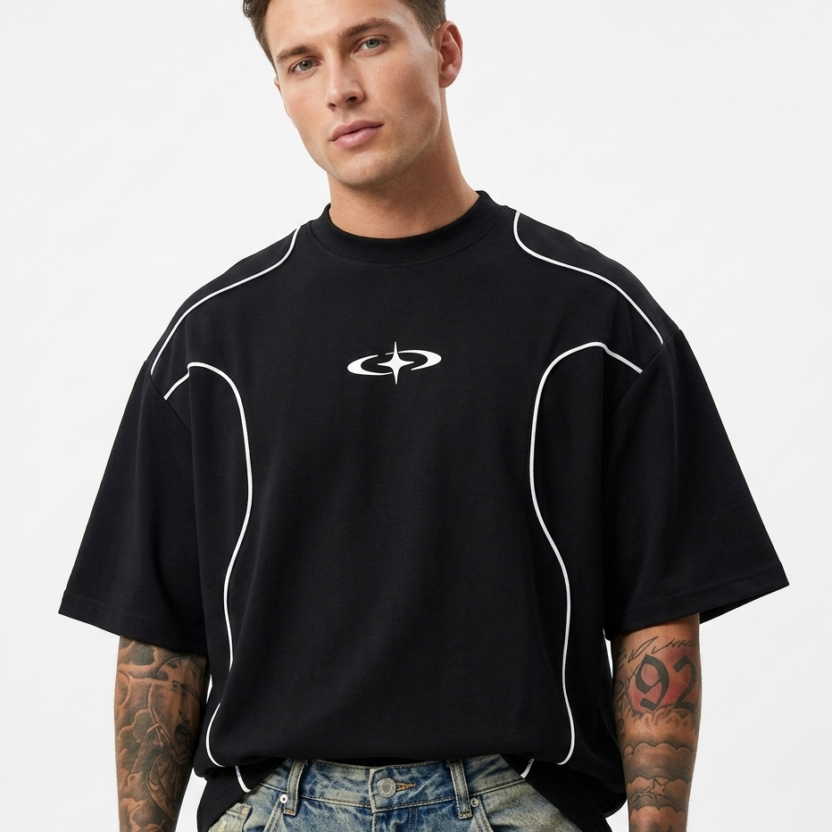 Jersey Style Oversized Downshoulder Tshirt