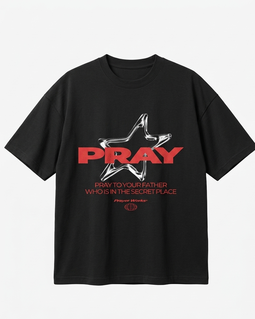 Pray Oversized Downshoulder Tshirt