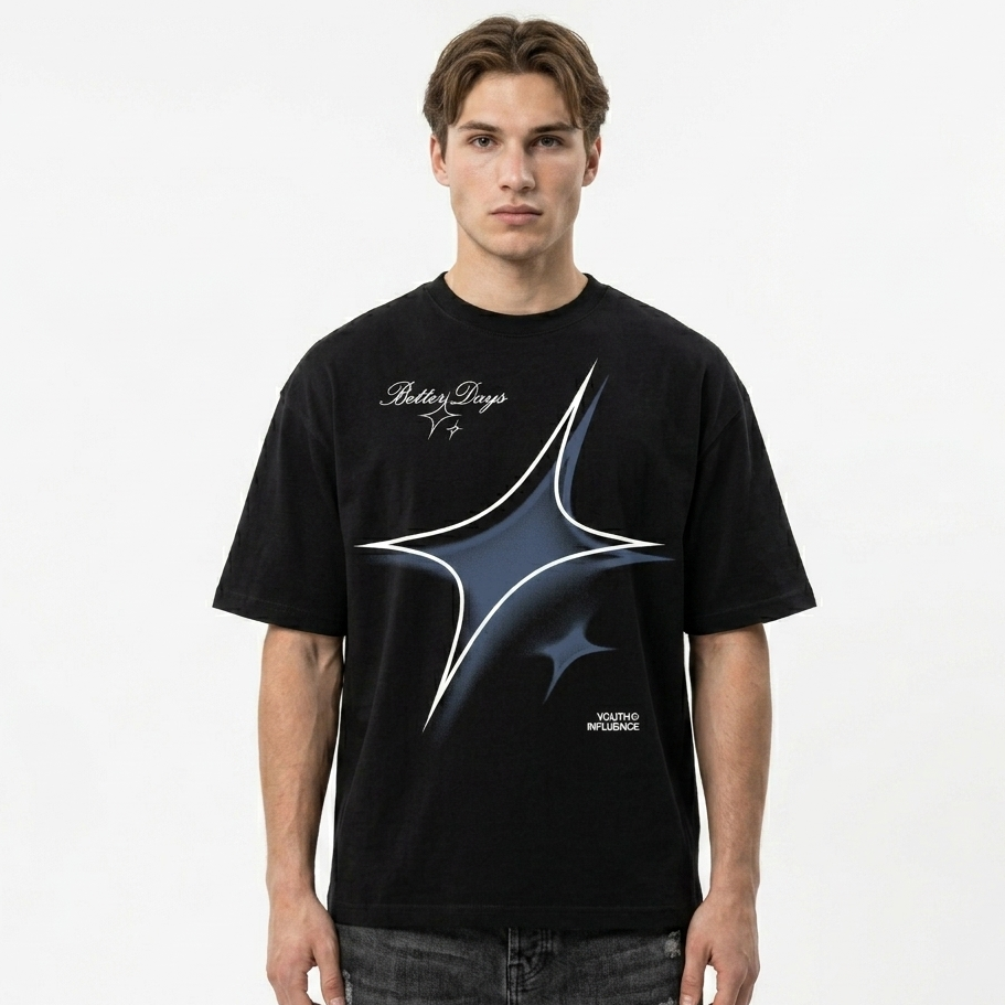 Star Oversized Downshoulder Tshirt