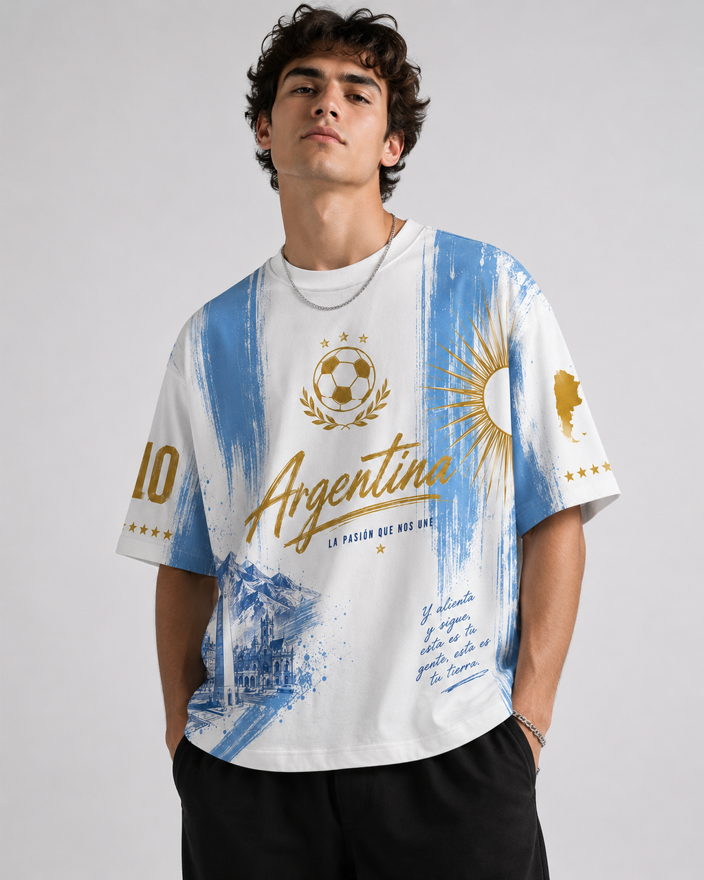 Argentina 10 Football Oversized Downshoulder Tshirt